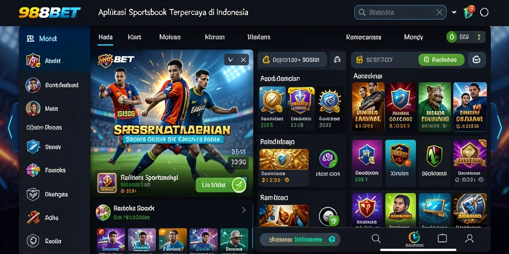 Tampilan utama 988BET dengan opsi taruhan olahraga yang beragam.