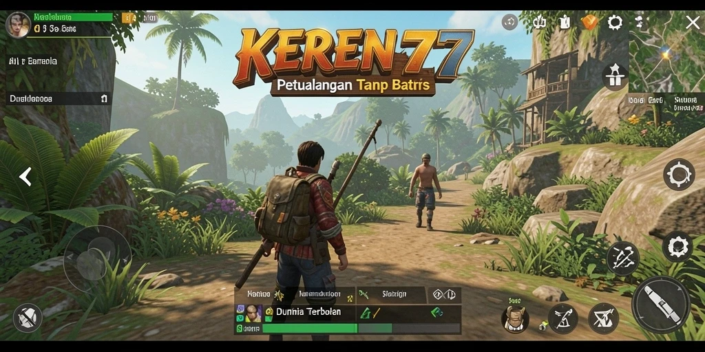 Screenshot gameplay KEREN77 yang menampilkan eksplorasi dunia terbuka.
