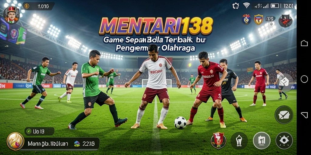 Screenshot utama MENTARI138 menampilkan aksi pertandingan sepak bola yang mendebarkan.