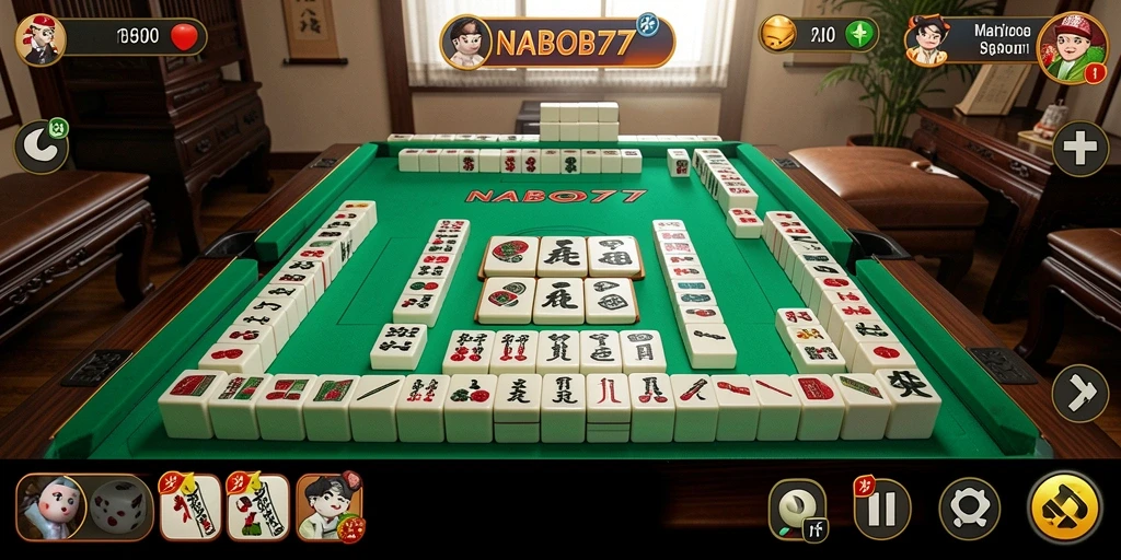 Tampilan seru dari gameplay Mahjong di NABOB77.