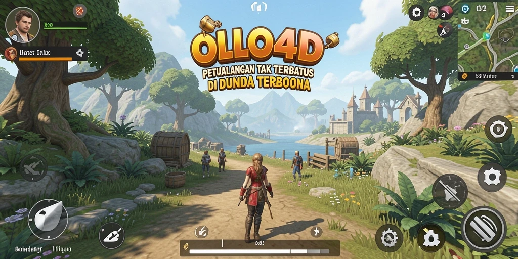 Screenshot gameplay OLLO4D menunjukkan petualangan seru di dunia terbuka.