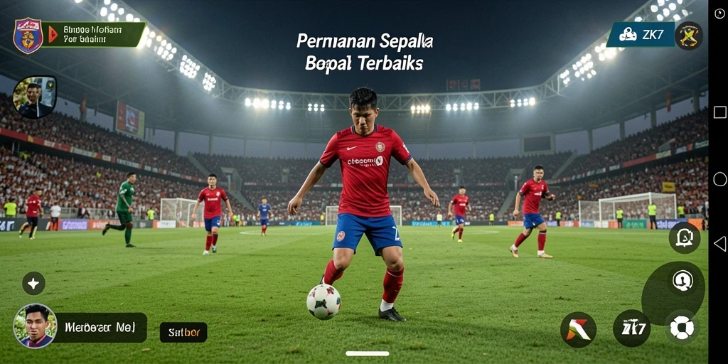 Tampilan gameplay yang mendebarkan di ZK7 dengan aksi sepak bola yang intens.
